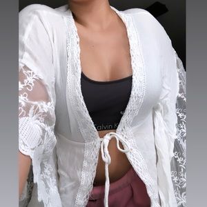 Charlotte Russe White Kimono Cardigan - Size S/M